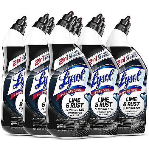 Lysol&reg; Toilet Bowl Cleaner, Lime/Rust Remover, 24 oz, 9 Bottles (98013)