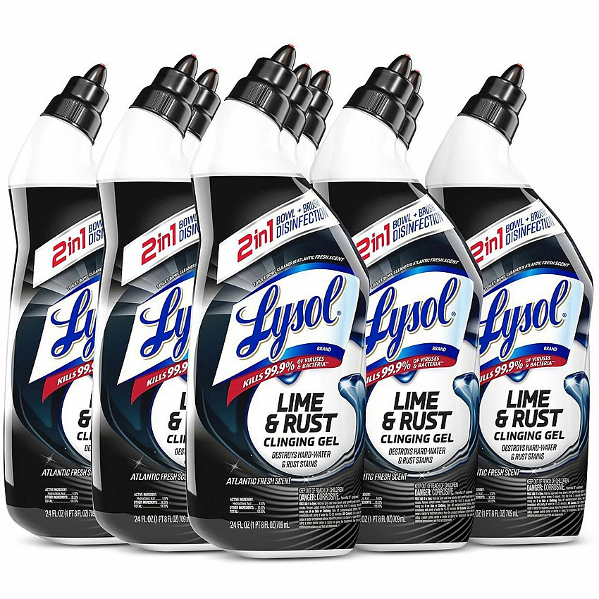 Lysol&reg; Toilet Bowl Cleaner, Lime/Rust Remover, 24 oz, 9 Bottles (98013)