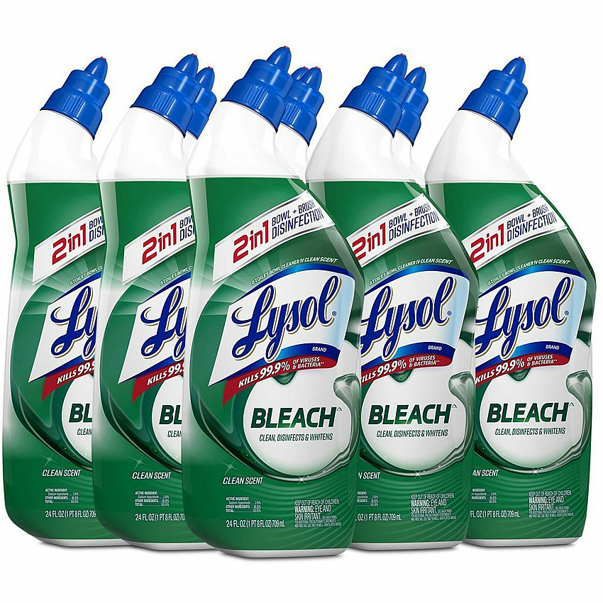 Lysol&reg; Toilet Bowl Disinfectant Cleaner with Bleach, 24 oz., 9 Bottles (98014)