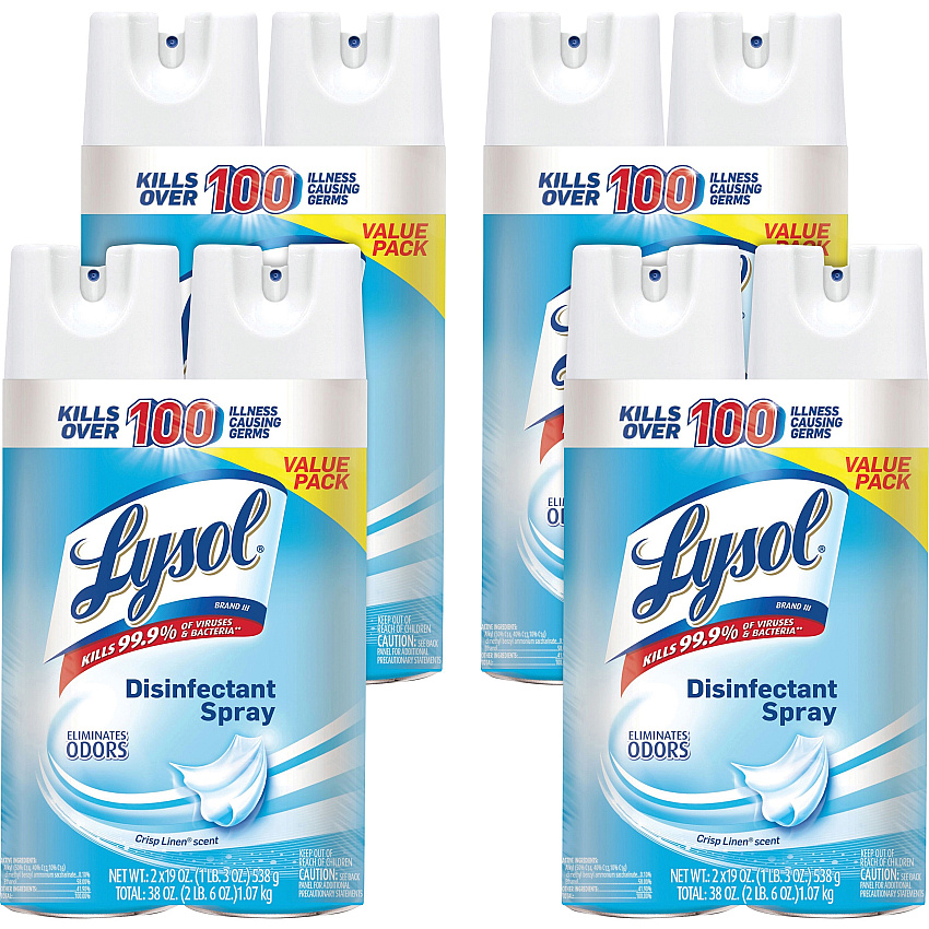 Lysol&reg; Disinfectant Spray, Crisp Linen Scent, 19 oz., 8 Cans (99608CT)