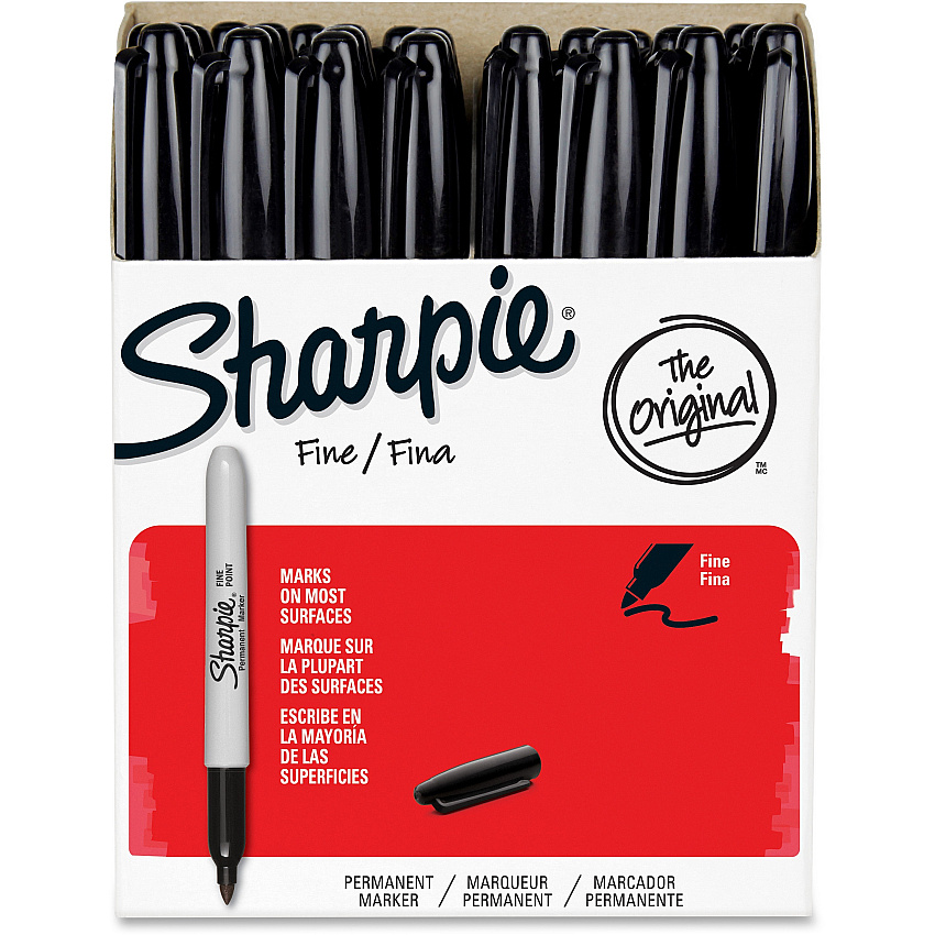 Sharpie Fine Tip Permanent Marker Value Pack, Fine Bullet Tip, Black, 36/Pack (1884739)