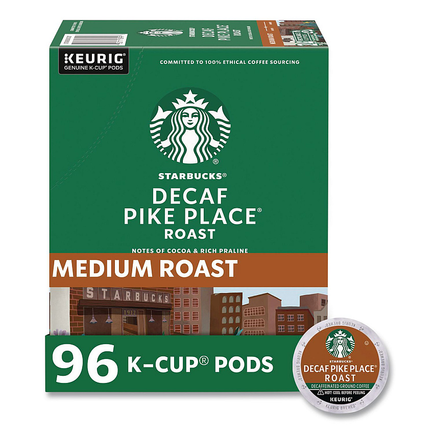 Starbucks Pike Place Decaf Coffee K-Cups, 96/Carton (011111161CT)