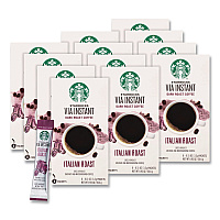 Starbucks VIA Ready Brew Coffee, 0.11 oz, Italian Roast, 8 Packets/Bag, 12 Bags/Carton (12407838CT)