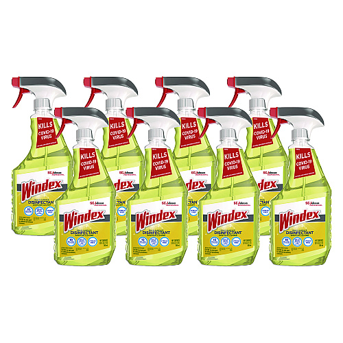 Windex Multi-Surface Disinfectant Cleaner, Fresh Scent, 32 oz Spray Bottle, 8/Carton (322369)
