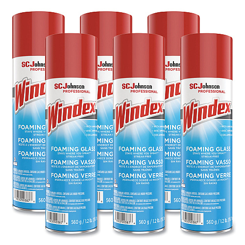 Windex&reg; Foaming Glass Cleaner, Fresh Scent, 20 oz, 6 Aerosol Cans (333813)