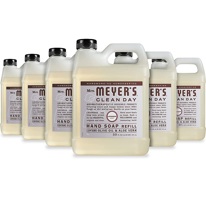 Mrs. Meyer's&reg; Clean Day Liquid Hand Soap Refill, Lavender, 33 oz, 6 Bottles (651318)