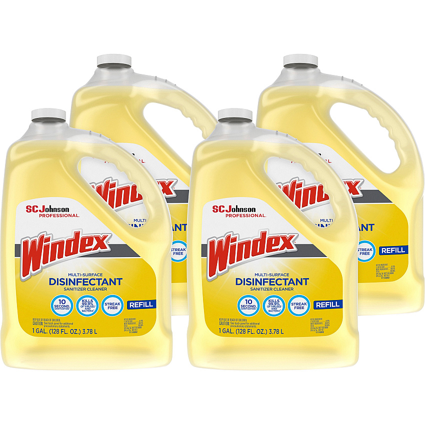 Windex&reg; Multi-Surface Disinfectant Cleaner, Citrus, 1 Gal. Bottle, 4 Bottles (682265)