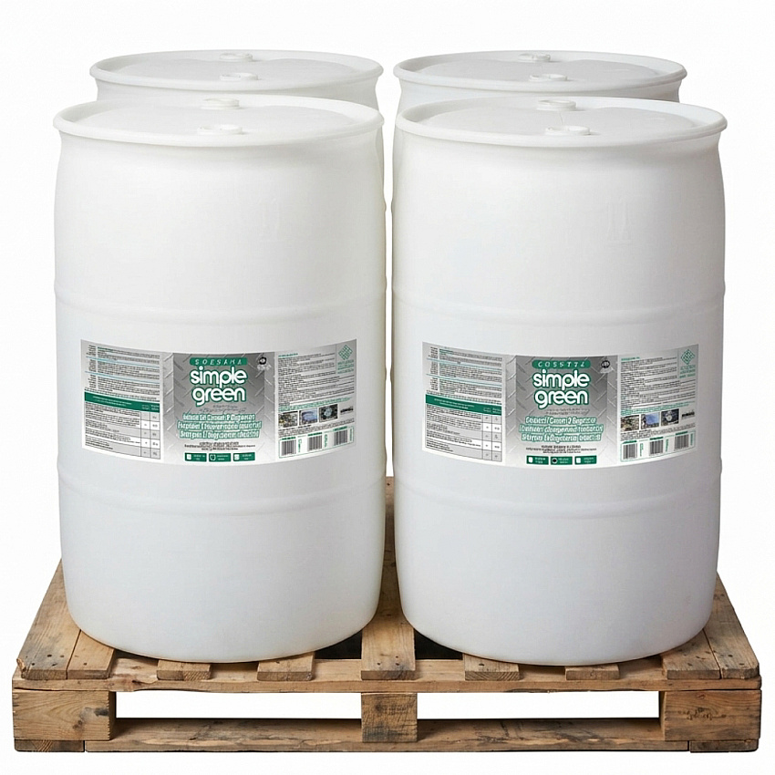 Simple Green&reg; Crystal Industrial Cleaner/Degreaser, 55 gal Drum, 4 Drum Pallet (19055)