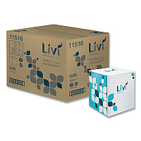 Livi&reg; Facial Tissues, Cube Box, 2-Ply, White, 90 Tissue/Box, 36 Boxes (11516)