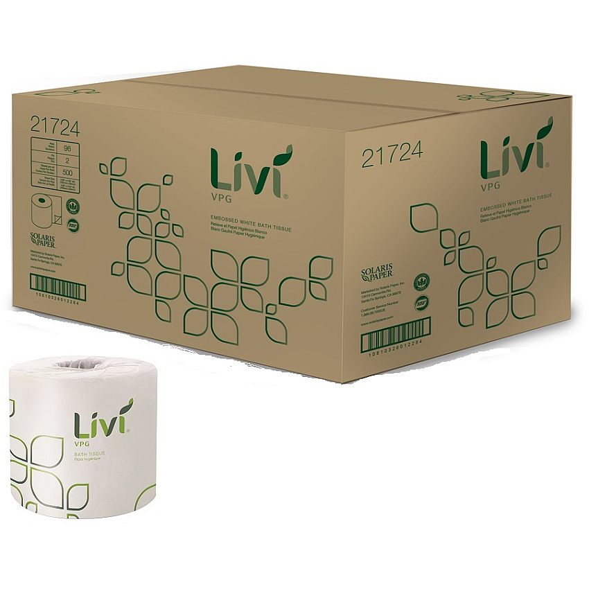 Livi&reg; VPG Toilet Paper, 2-Ply, 500 Sheets, 96 Rolls (21724)