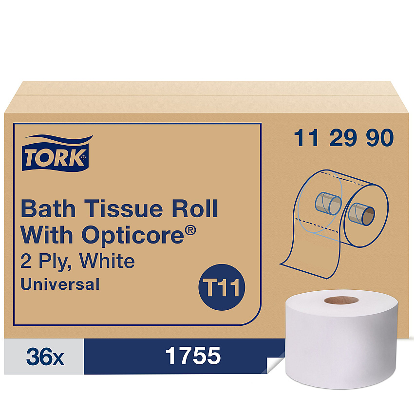 Tork&reg; Universal OptiCore Toilet Paper Roll, 1-Ply, 36 Rolls (112990)