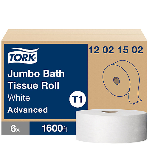 Tork&reg; Advanced Jumbo Toilet Paper, 2-Ply, White, 1600-ft., 6 Rolls (12021502)
