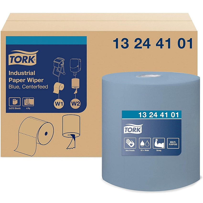 Tork&reg; Industrial Centerfeed Paper Wipers, 2 Rolls (13244101)