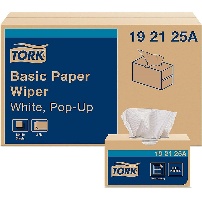 Tork&reg; Multipurpose Paper Wipers, 2-Ply, 110 Wipes/Box, 18 Boxes (192125A)