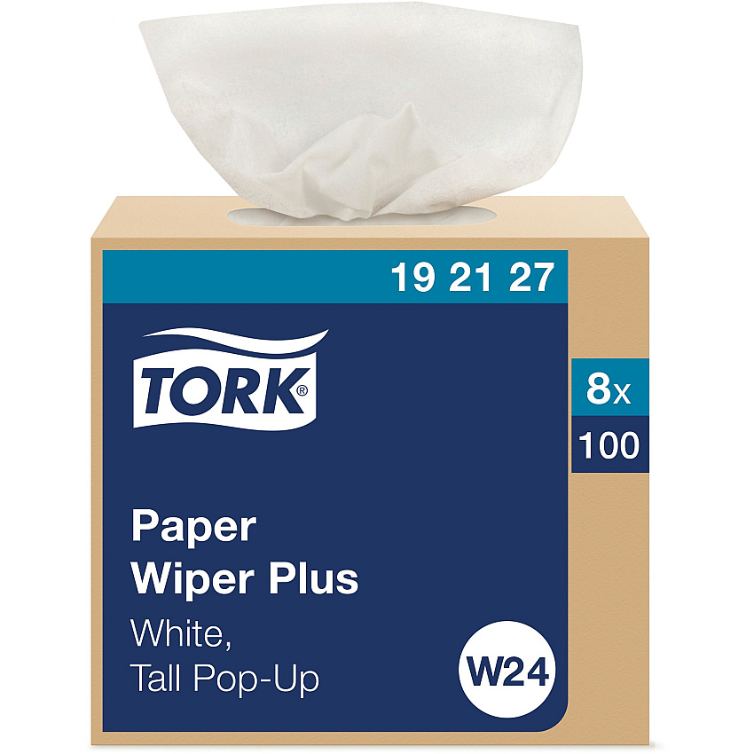 Tork&reg; Multipurpose Paper Wiper, 1-Ply, White, 100 Wipes, 8 Boxes (192127)