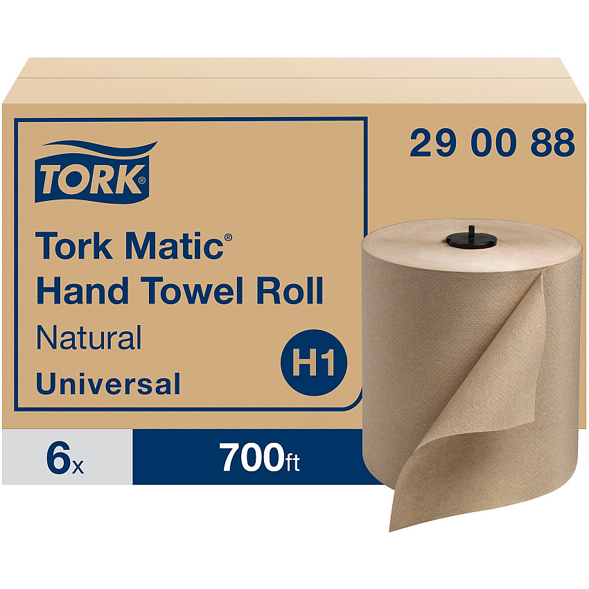Tork&reg; Advanced Hardwound Roll Paper Towels, Brown, 700-ft., 6 Rolls (290088)
