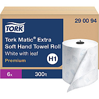 Tork&reg; Soft Matic Handwound Roll Paper Towels, 1-Ply, White, 6 Rolls (290094)