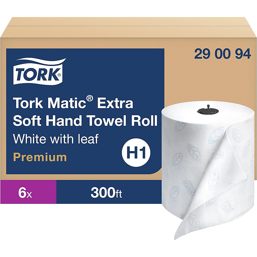 Tork&reg; Soft Matic Handwound Roll Paper Towels, 1-Ply, White, 6 Rolls (290094)