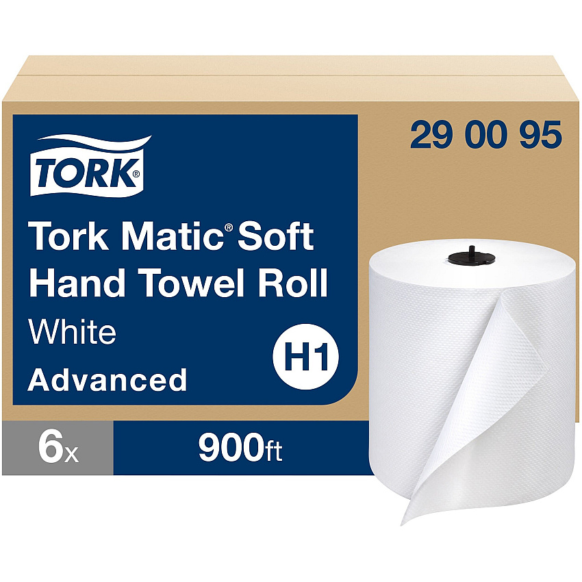 Tork&reg; Matic Hardwound Roll Paper Towels, White, 900-ft., 6 Rolls (290095)