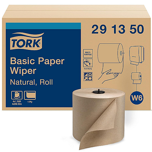 Tork&reg; Basic Hardwound Roll Paper Towels, Brown, 1150-ft., 4 Rolls (291350)