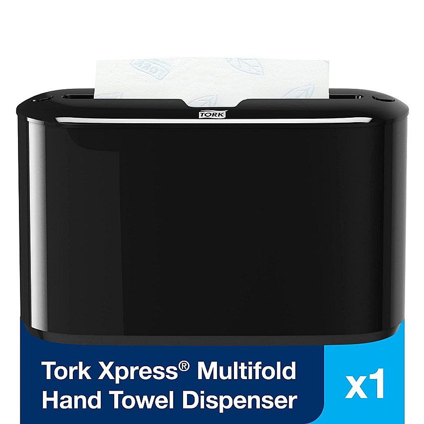 Tork&reg; Xpress Countertop Hand Towel Dispenser, Black Multifold Dispenser - 7.9" Height x 12.7" Width x 4.6" Depth - Plastic - Black - Compact, Lockable - 1 Each (302028)