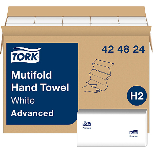 Tork&reg; Advanced Multifold Paper Towels, 1-Ply, White, 4000 Towels (424824)
