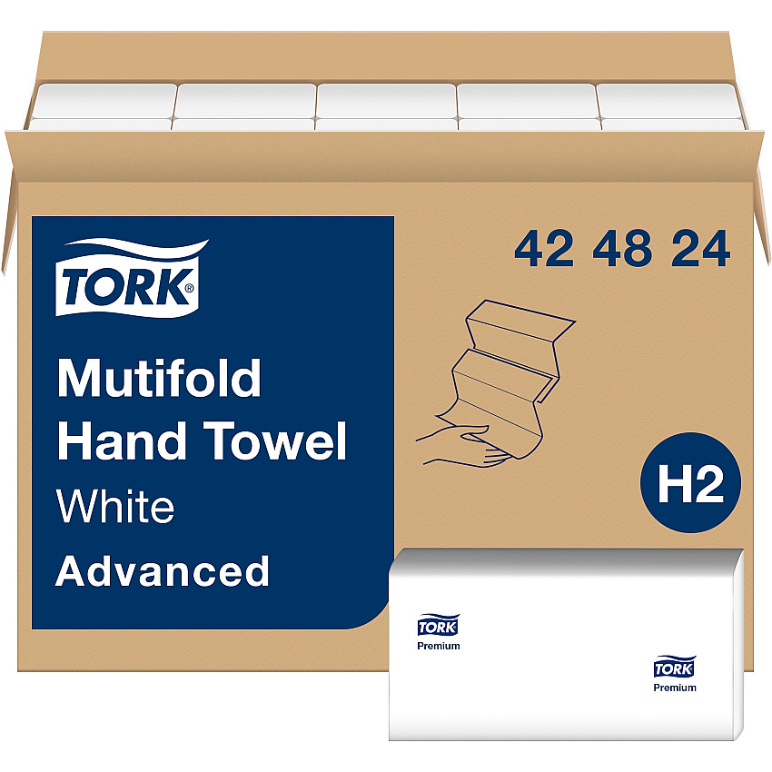 Tork&reg; Advanced Multifold Paper Towels, 1-Ply, White, 4000 Towels (424824)