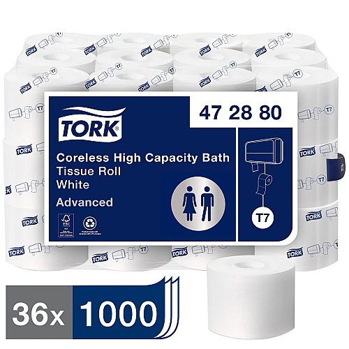 Tork&reg; High-Capacity 2-Ply Toilet Paper, 1000 Sheets, 36 Rolls (472880)