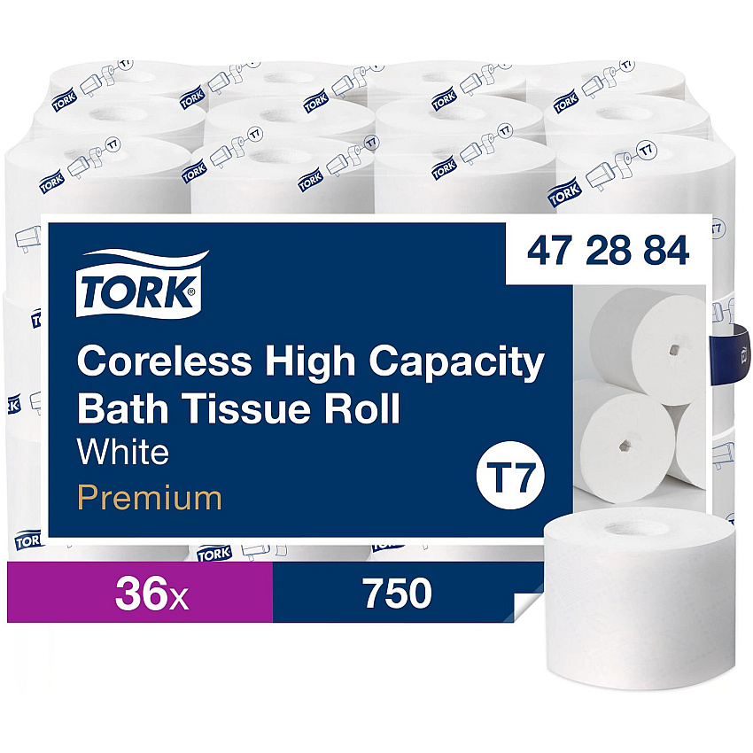 Tork&reg; Coreless High Capacity Toilet Paper, 2-Ply, 750 Sheets, 36 Rolls (472884)