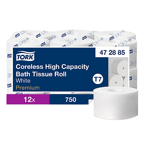 Tork&reg; Coreless High Capacity Toilet Paper, 2-Ply, 750 Sheets, 12 Rolls (472885)