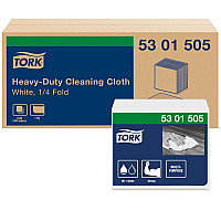 Tork&reg; Heavy-Duty Cleaning Cloth, 1-Ply, White, 50 Cloths, 6 Packs (5301505)