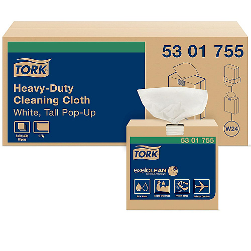 Tork&reg; Heavy-Duty Cleaning Towel, White, 80 Towels, 5 Boxes (5301755)