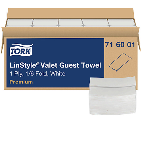 Tork LinStyle Valet Guest Towel, 1-Ply, 11.5 x 17, White, 100/Pack, 5 Packs/Carton (716001)