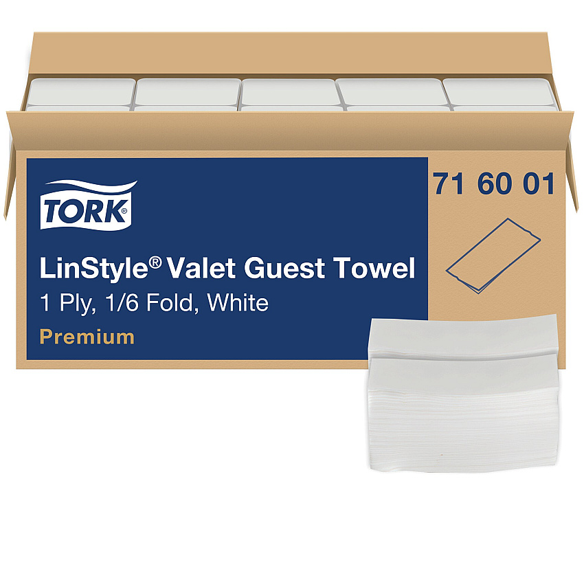 Tork LinStyle Valet Guest Towel, 1-Ply, 11.5 x 17, White, 100/Pack, 5 Packs/Carton (716001)