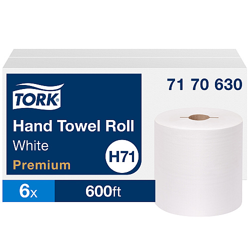 Tork&reg; Hardwound Roll Paper Towels, White, 600-ft., 6 Rolls (7170630)