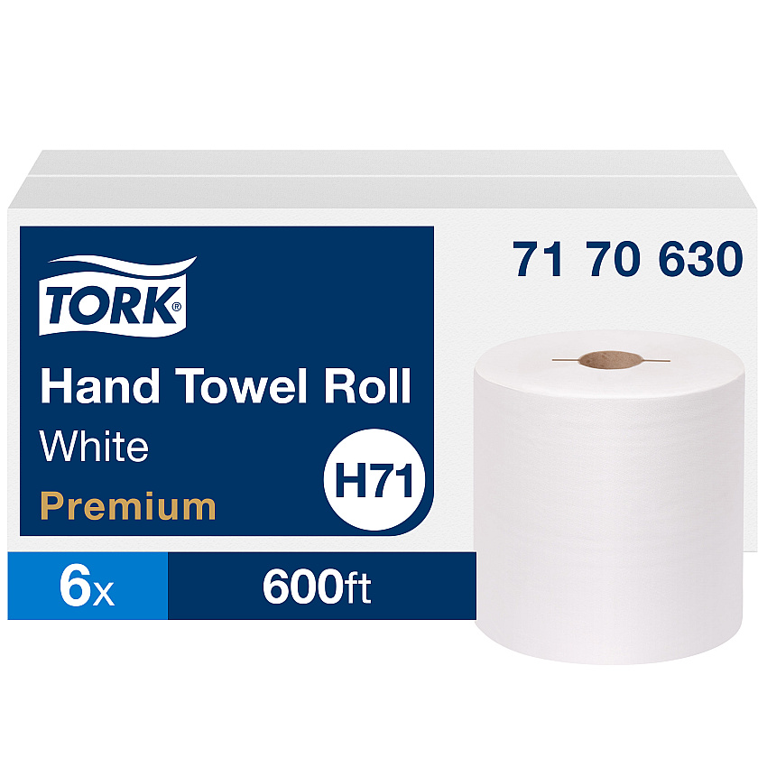 Tork&reg; Hardwound Roll Paper Towels, White, 600-ft., 6 Rolls (7170630)