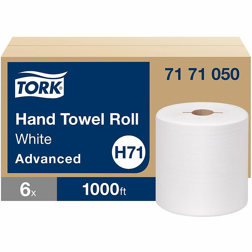 Tork&reg; Harwound Paper Towel Rolls, 1-Ply, White, 1,000-ft., 6 Rolls (7171050)