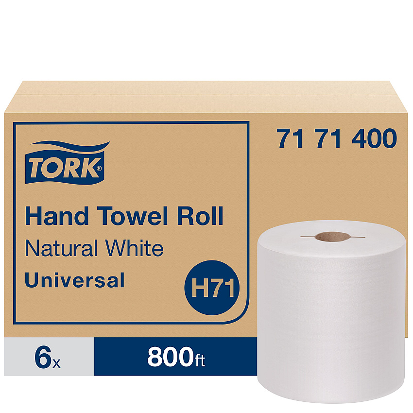 Tork&reg; Universal Hardwound Roll Paper Towels, White, 800-ft., 6 Rolls (7171400)