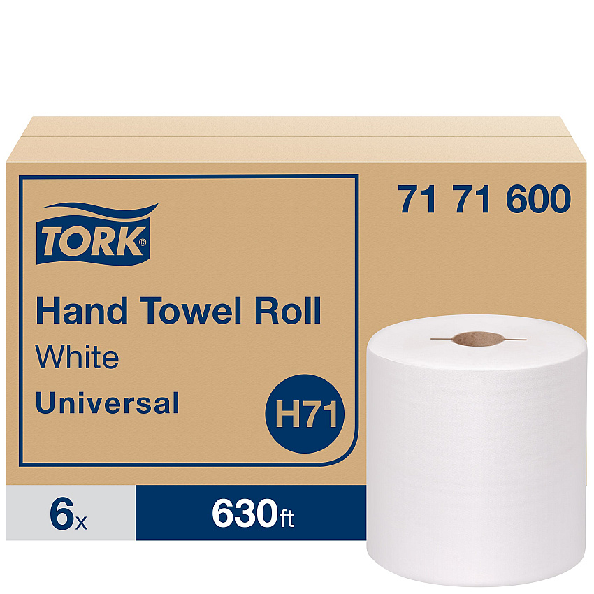 Tork&reg; Universal Hardwound Roll Paper Towels, White, 630-ft., 6 Rolls (7171600)
