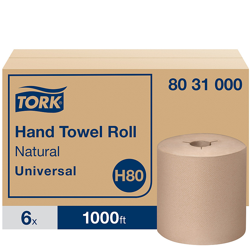 Tork&reg; Universal Hardwound Roll Towel Brown, 1,000-ft., 6 Rolls (8031000)