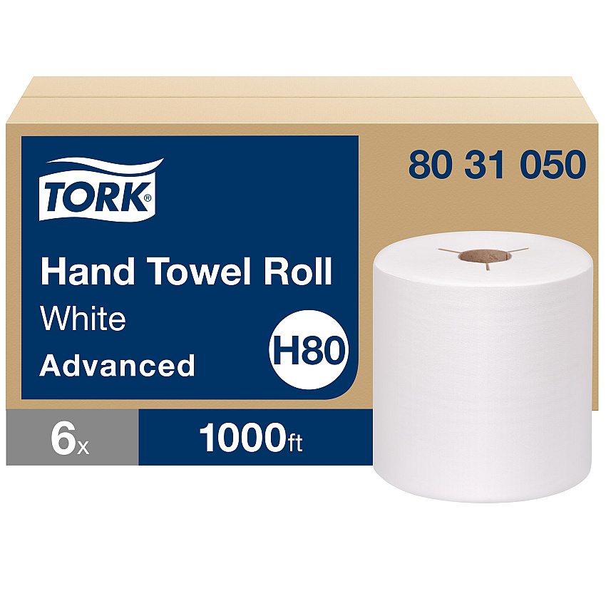 Tork&reg; Advanced Hardwound Roll Paper Towels, White, 1000-ft., 6 Rolls (8031050)