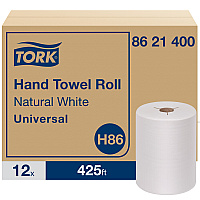 Tork&reg; Hardwound Roll Paper Towels, 1-Ply, White, 425-ft., 12 Rolls (8621400)
