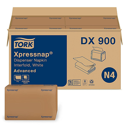 Tork&reg; Xpressnap Interfold Napkins, 1-Ply, White, 500 Napkin Pack, 12 Packs (DX900)