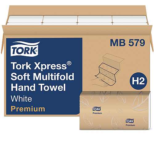 Tork&reg; Soft Xpress Multifold Hand Towels, 2-Ply, White, 2160 Towels (MB579)