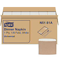 Tork&reg; Universal Dinner Napkins, White, 250 Napkin Pack, 12 Packs (N5181A)