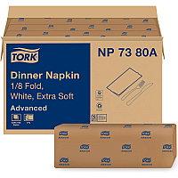 Tork&reg; Advanced Dinner Napkin, 3-Ply, White, 290 Napkin Pack, 6 Packs (NP7380A)