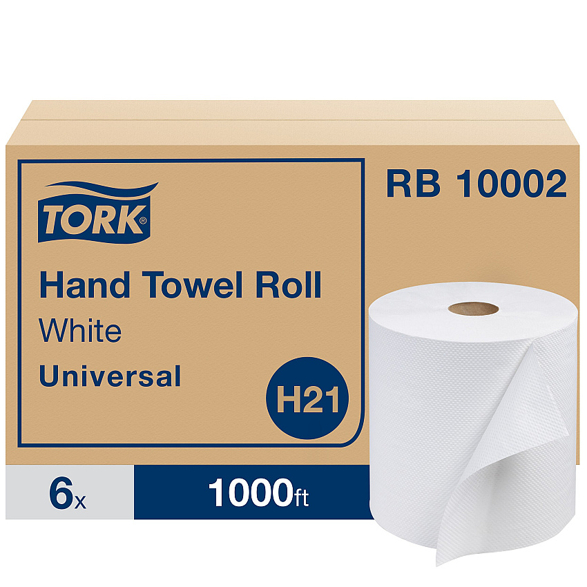 Tork&reg; Universal Hardwound Roll Paper Towels, White, 1,000-ft., 6 Rolls (RB10002)