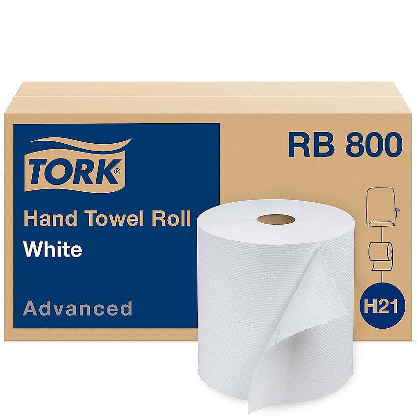 Tork&reg; Advanced Hardwound Roll Paper Towels, White, 800-ft., 6 Rolls (RB800)