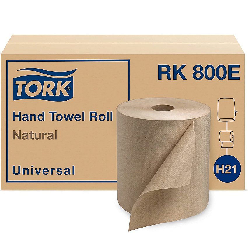 Tork&reg; Universal Hardwound Roll Paper Towels, Brown, 800-ft., 6 Rolls (RK800E)