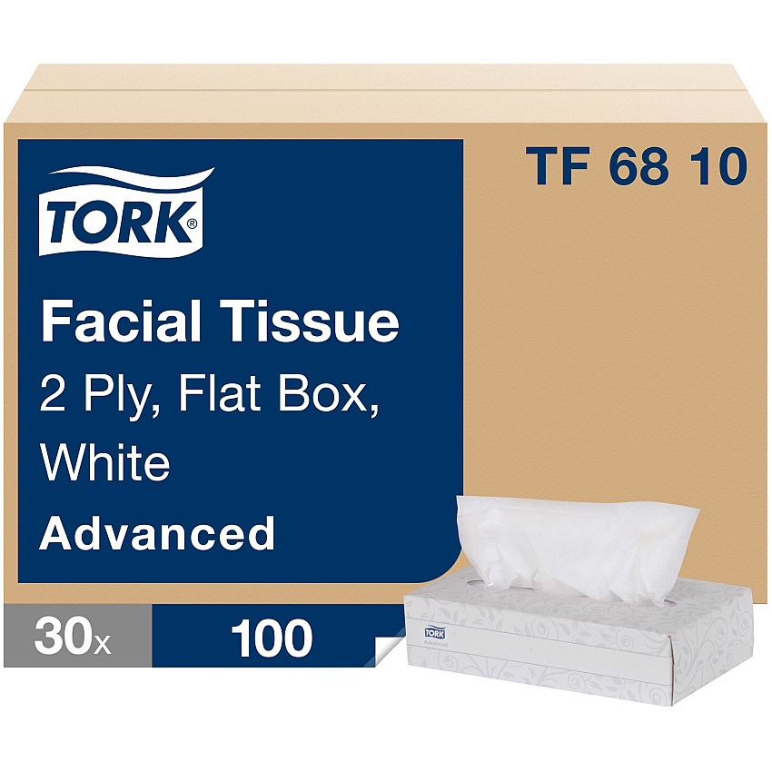 Tork&reg; Advanced Facial Tissue, 2-Ply, 100 Tissue Box, 30 Boxes (TF6810)